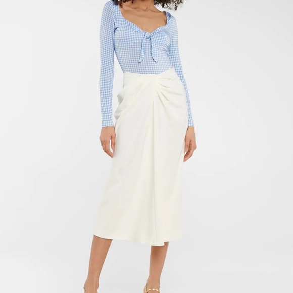 NWT CAROLINE CONSTAS Jessie checked stretch-jersey bodysuit - Picture 2 of 6